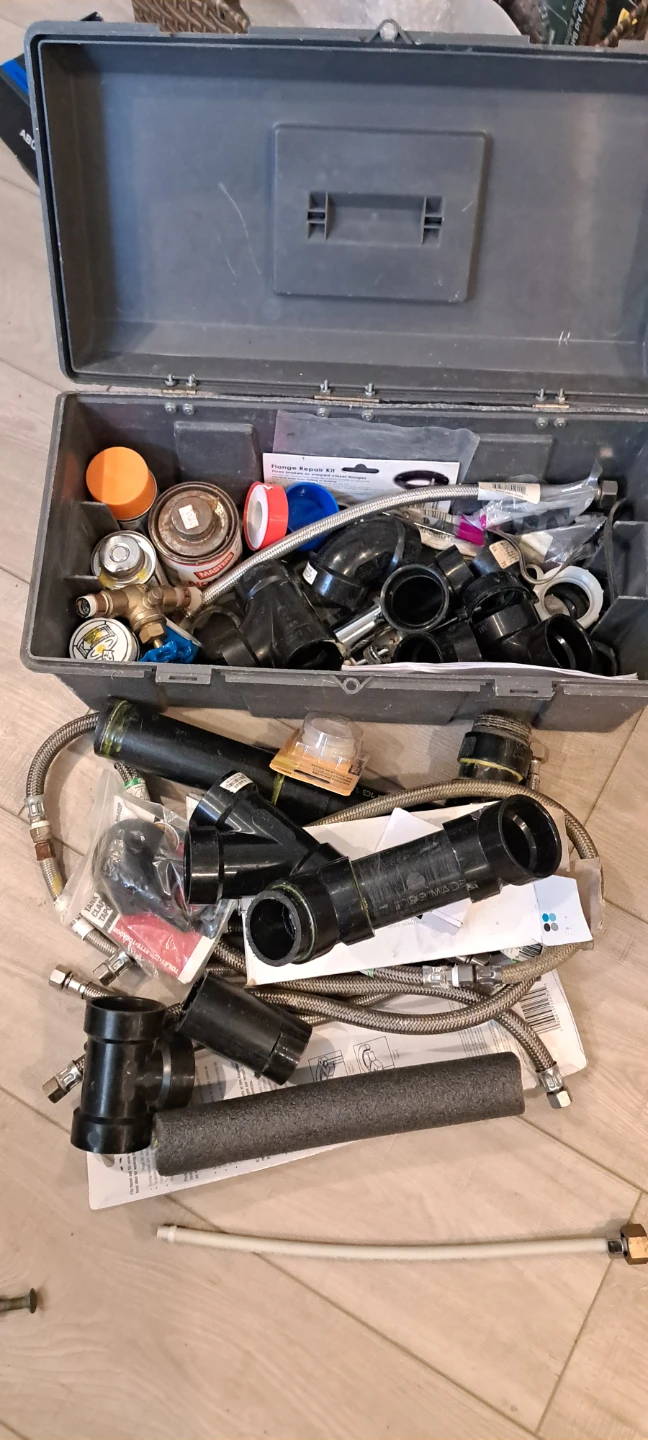 Plumbing Parts Assortment in Grey Toolbox