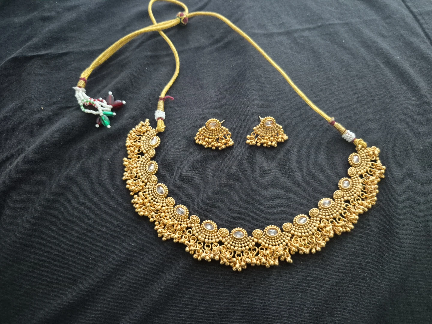 Gold Tone Choker Necklace and Earring Set - photo 4
