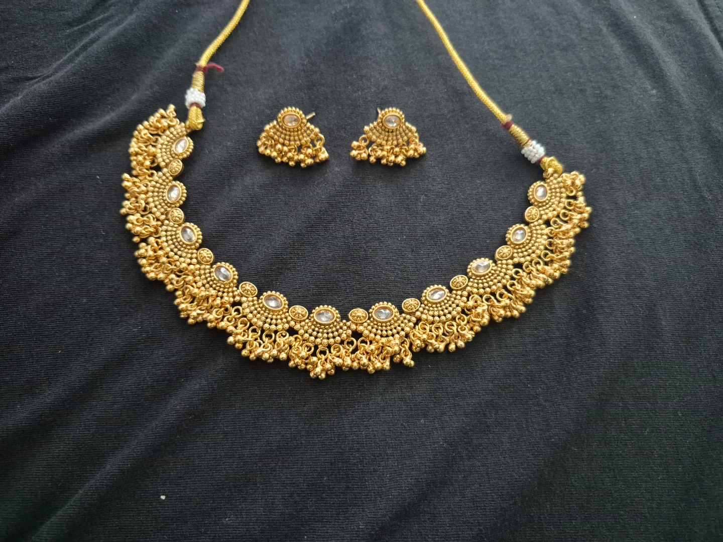 Gold Tone Choker Necklace and Earring Set - photo 5