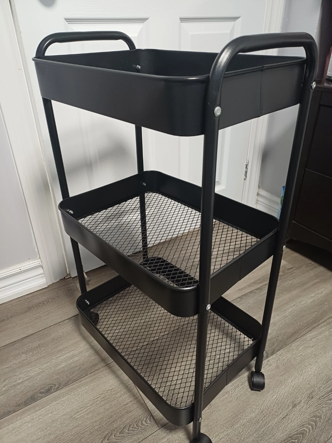 Black 3-Tier Rolling Utility Cart - photo 2