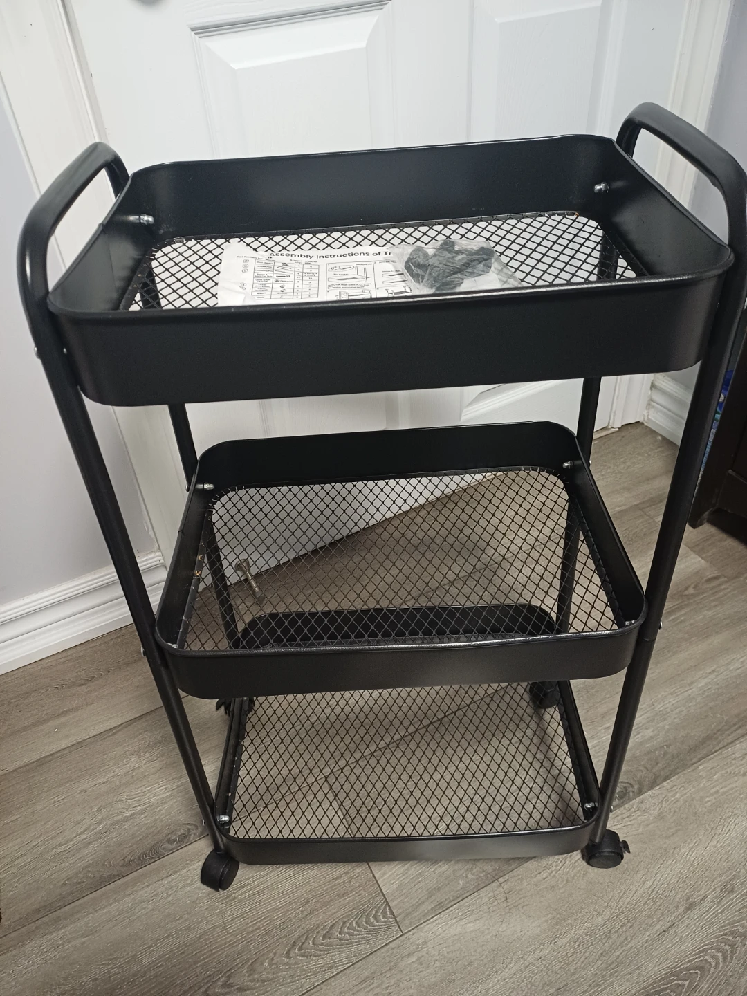 Black 3-Tier Rolling Utility Cart - photo 4