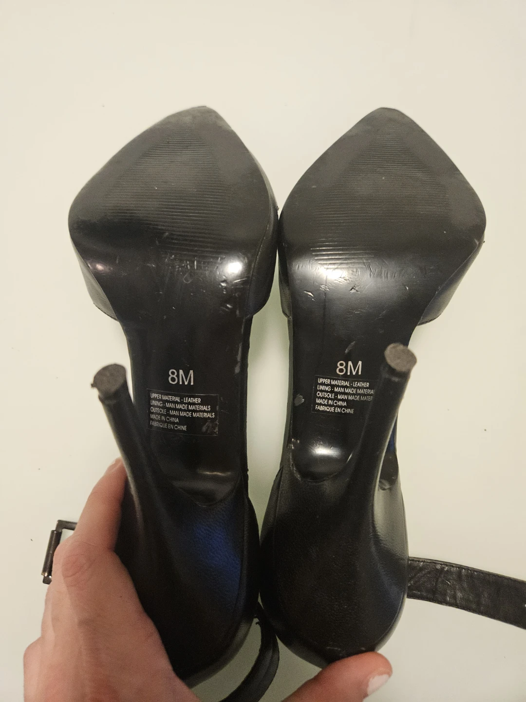 Black Leather Heels Size 8 - photo 4