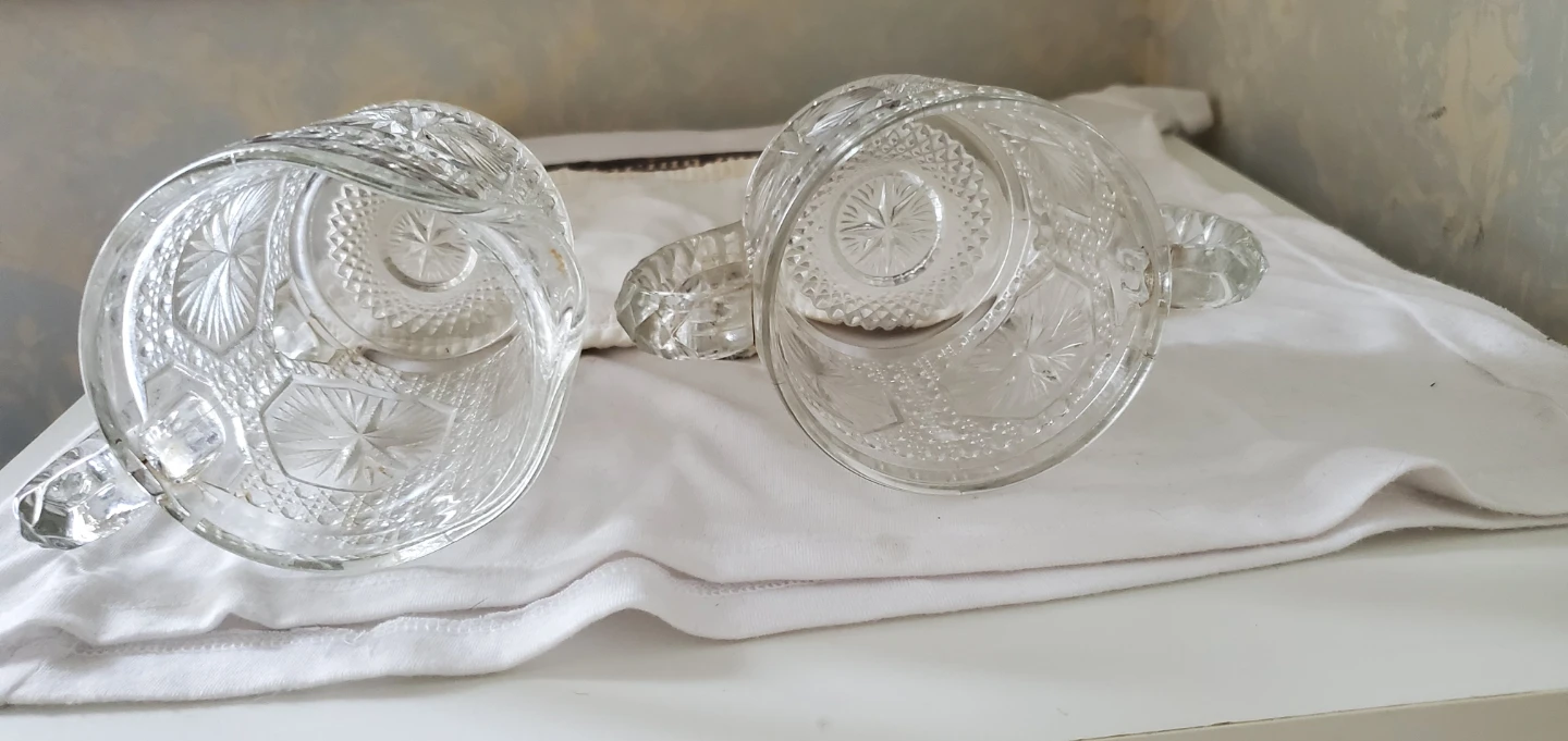 Glass Pitcher and Creamer Set