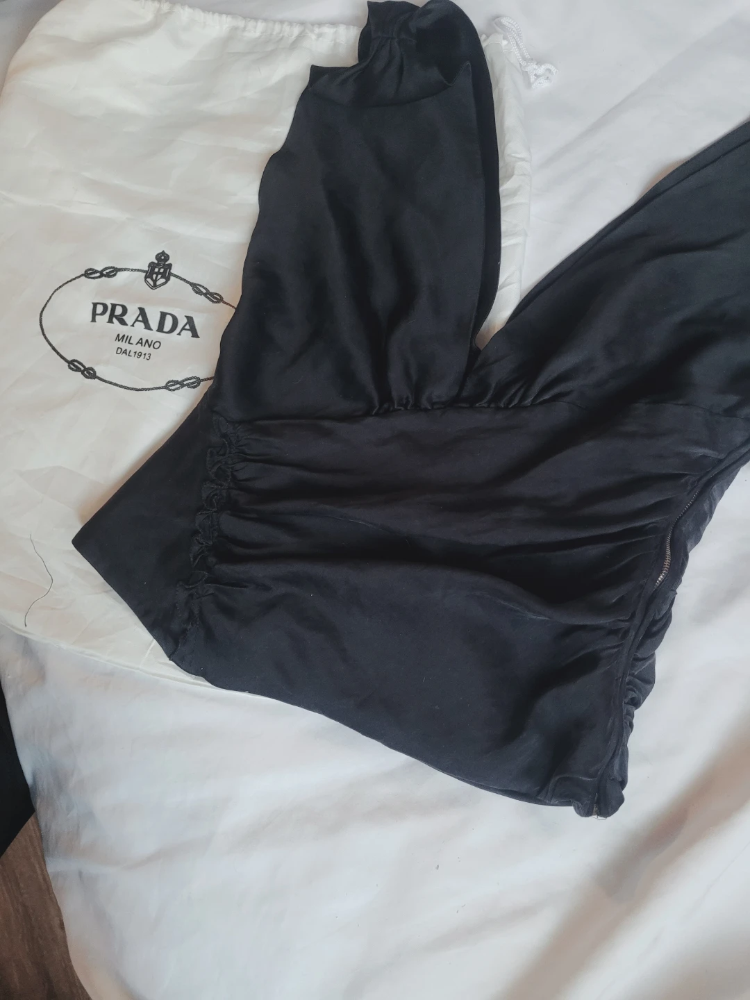Prada Black Ruched V-Neck Top Size 40 - photo 3