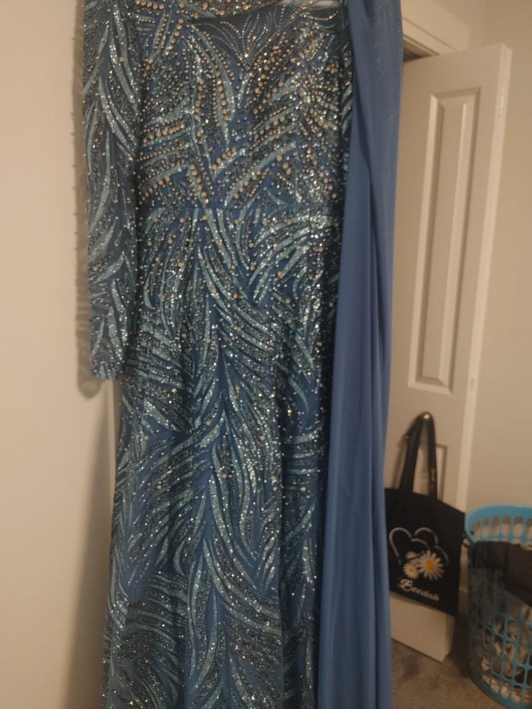 Fancy Leonessa Blue Embellished Gown Size 40. Perfect for prom!!