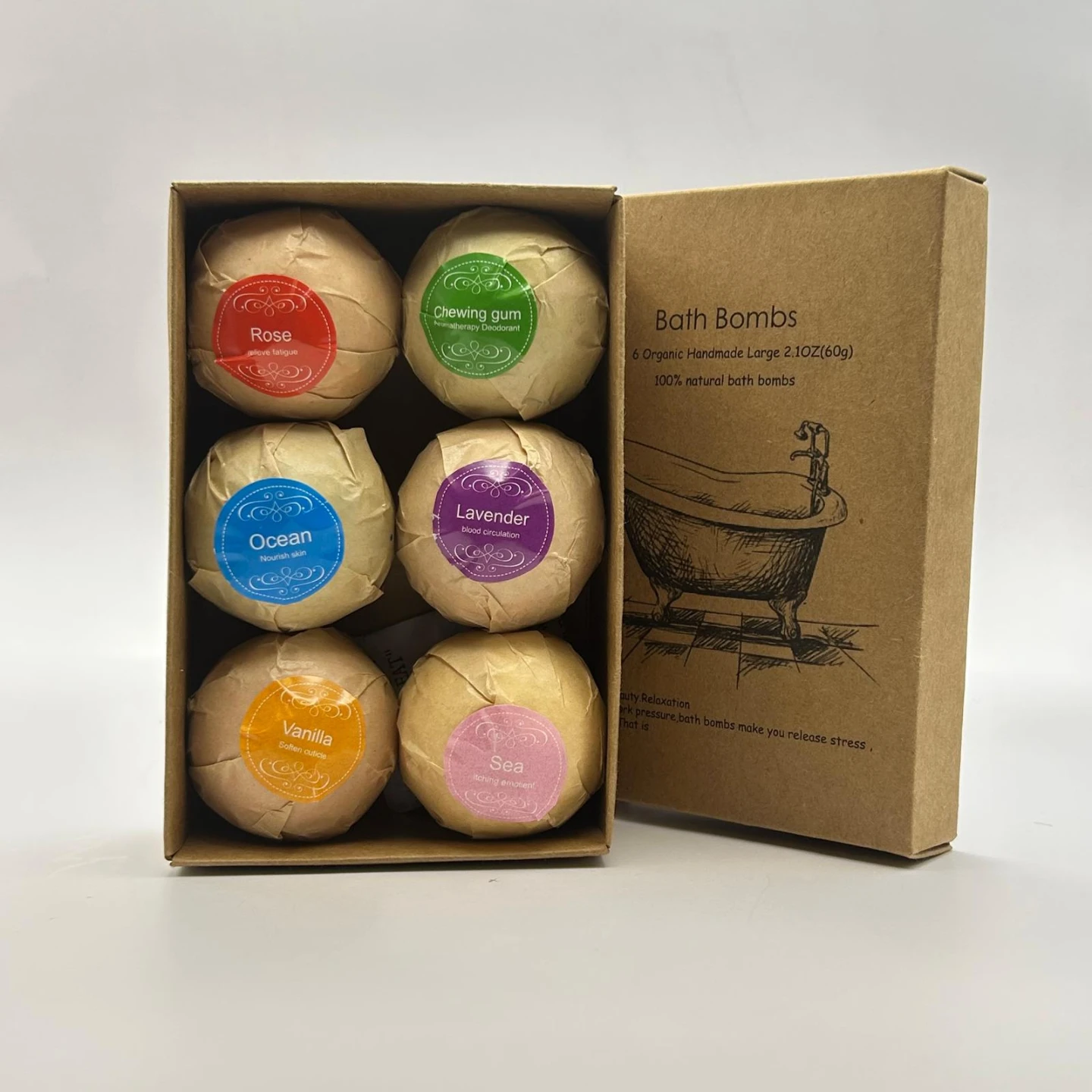 Bath Bombs Gift Set - 6 Organic Handmade Bath Bombs