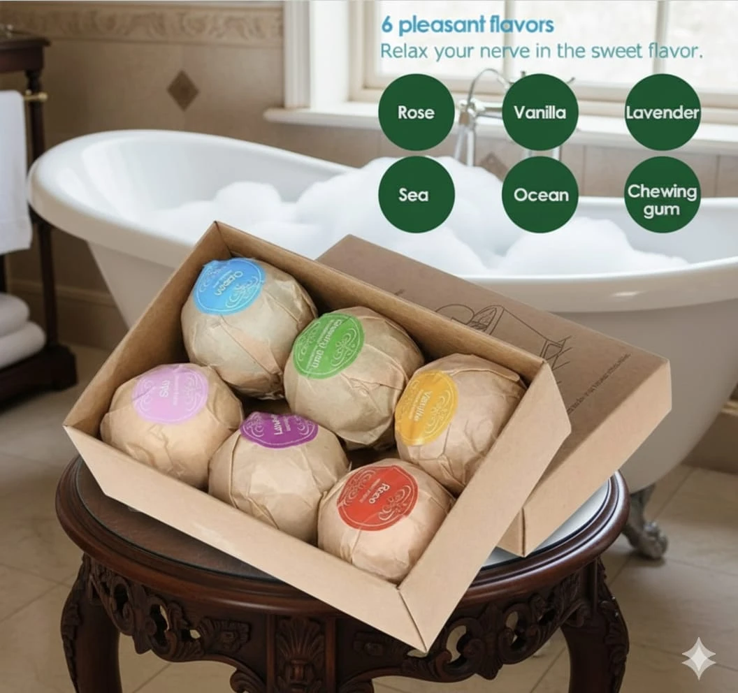 Bath Bombs Gift Set - 6 Organic Handmade Bath Bombs - photo 2