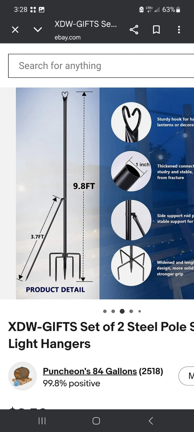 XDW-GIFTS Set of 2 Steel Pole Light Hangers - photo 2