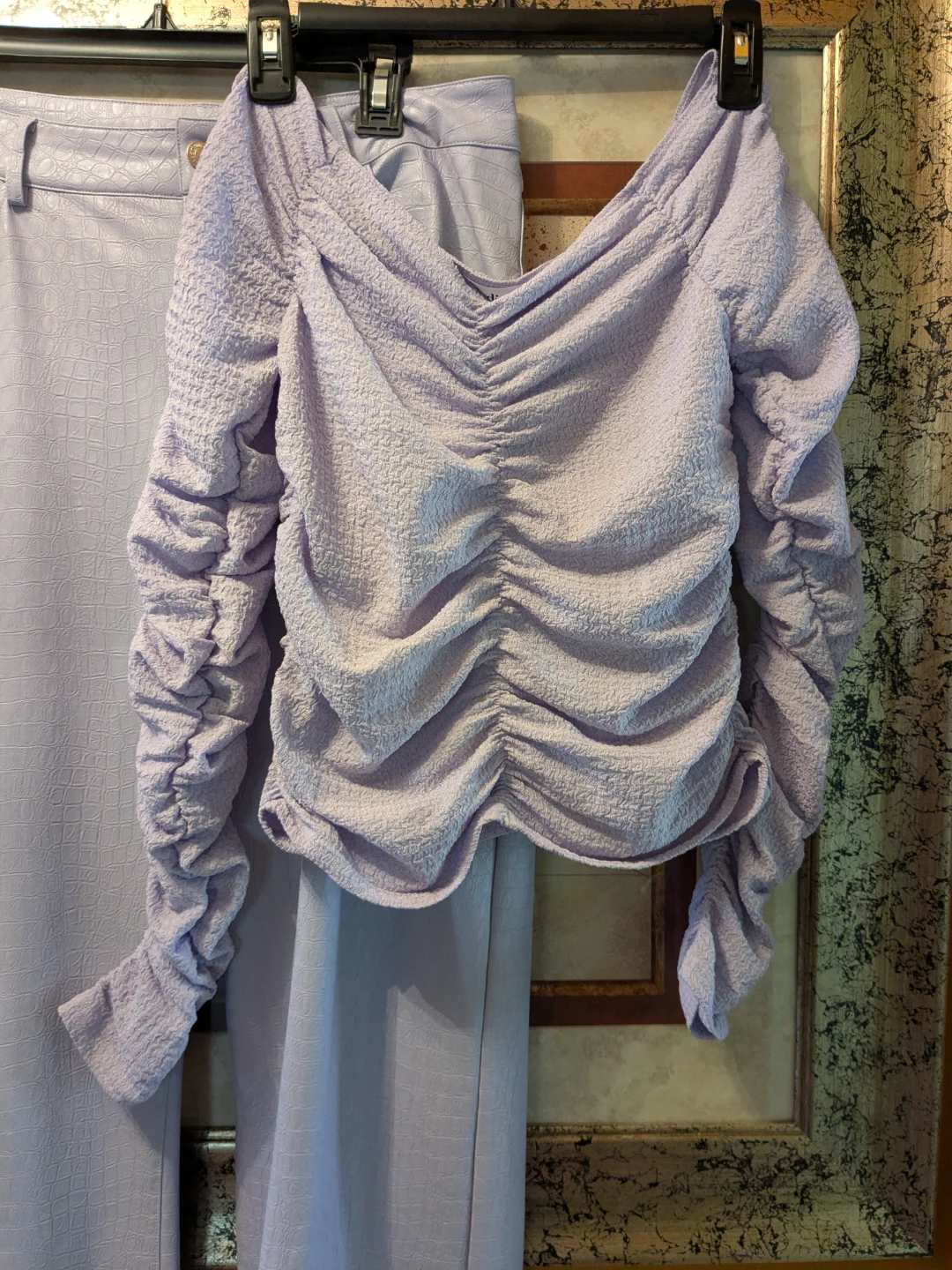 Lavender Textured Co-ord Set: Elodie Top  & Naked Wardrobe Pants - photo 2