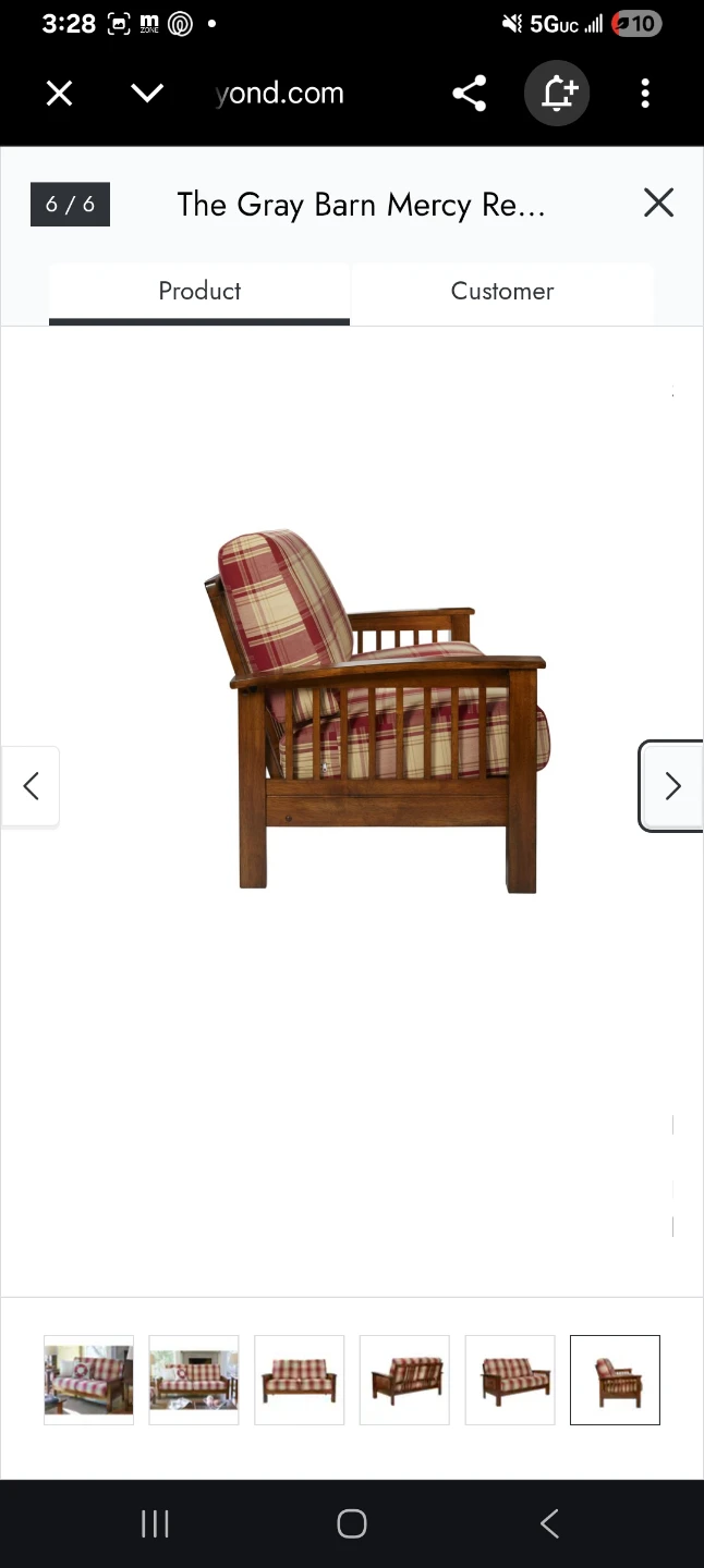 The Gray Barn Wooden Futon Sofa with Plaid Cushions - photo 3