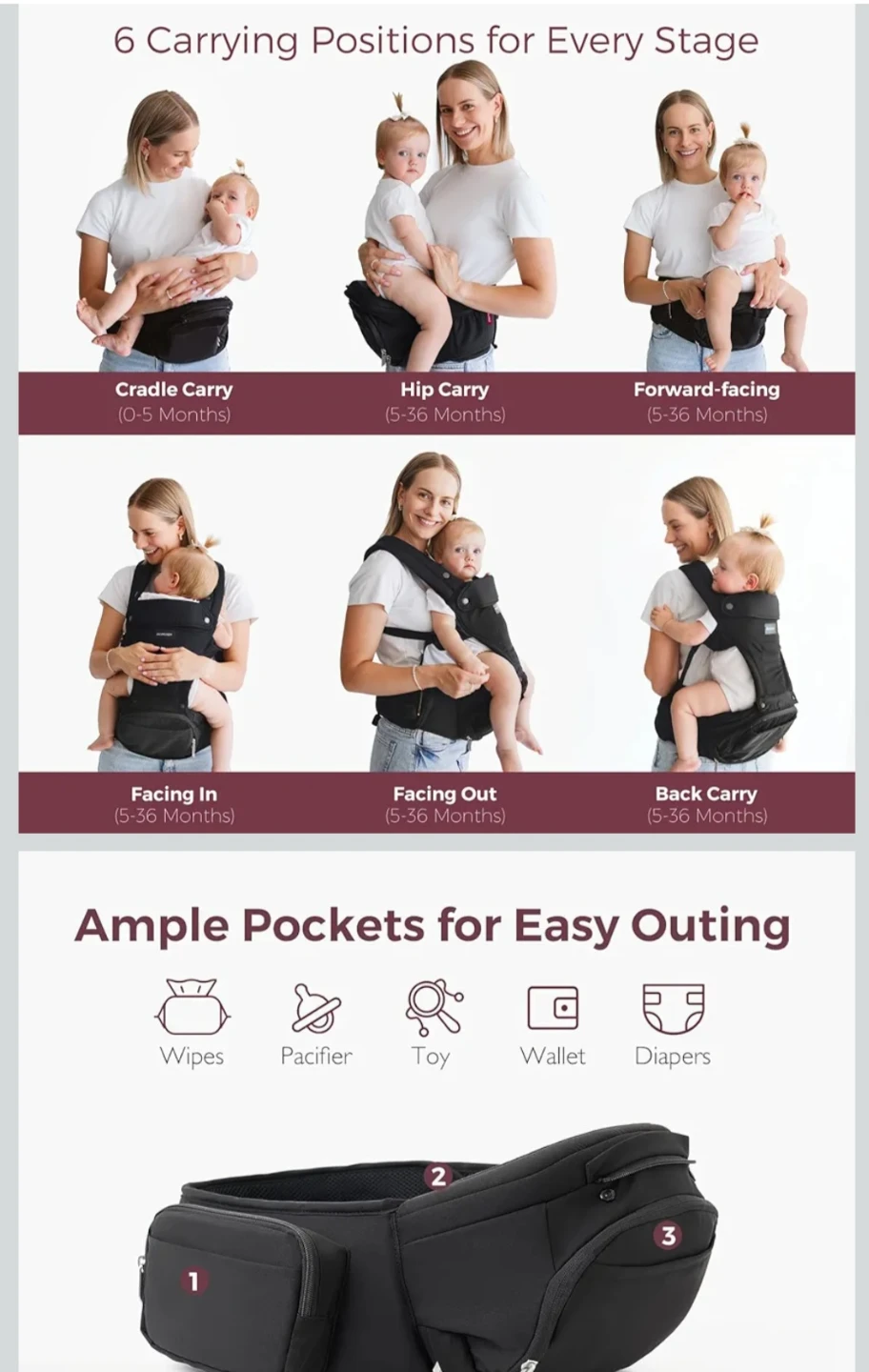 Infant Baby Carrier 6 Positions - photo 2