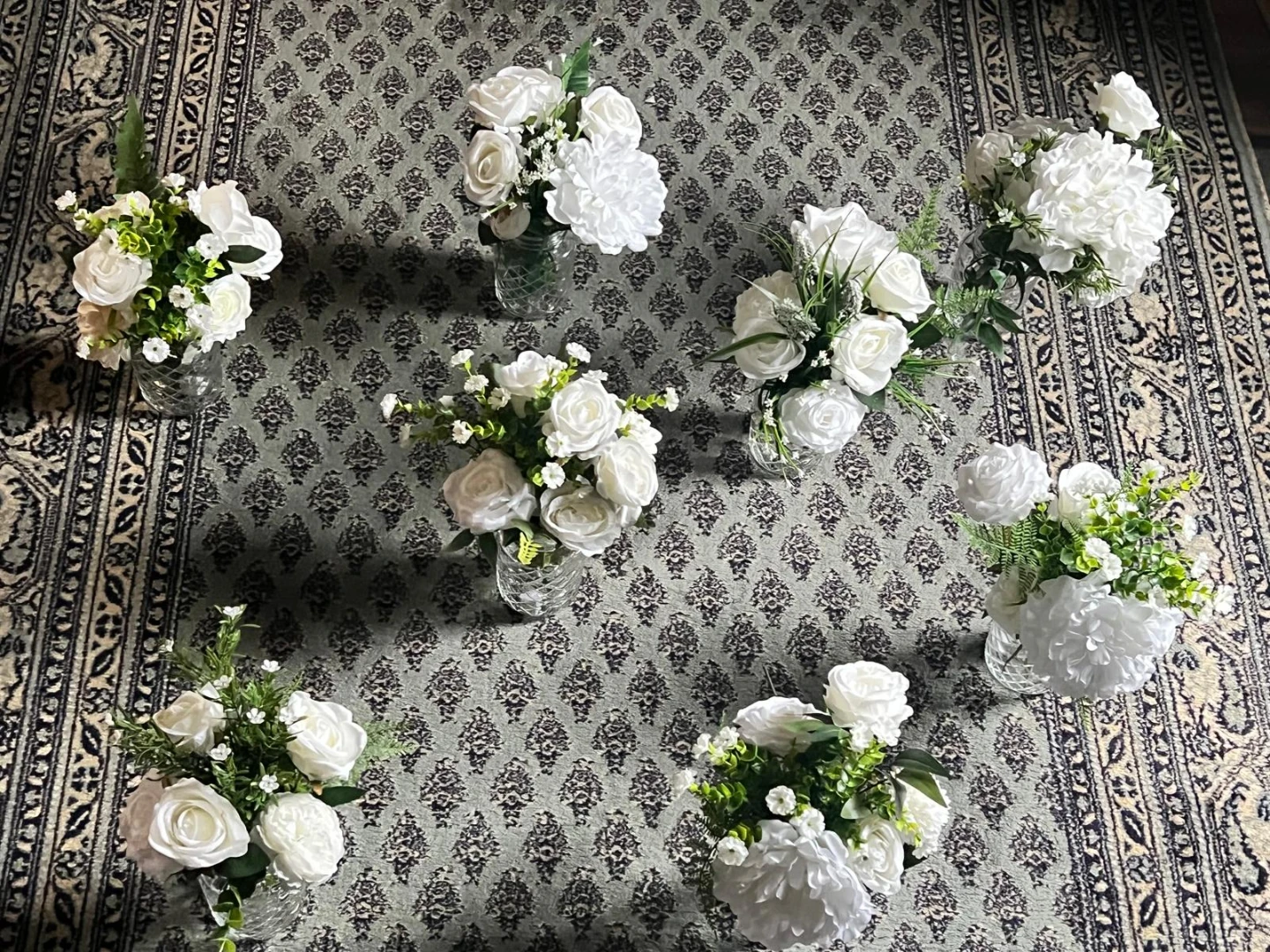 8 White Artificial Flower Arrangement with Lights - photo 2