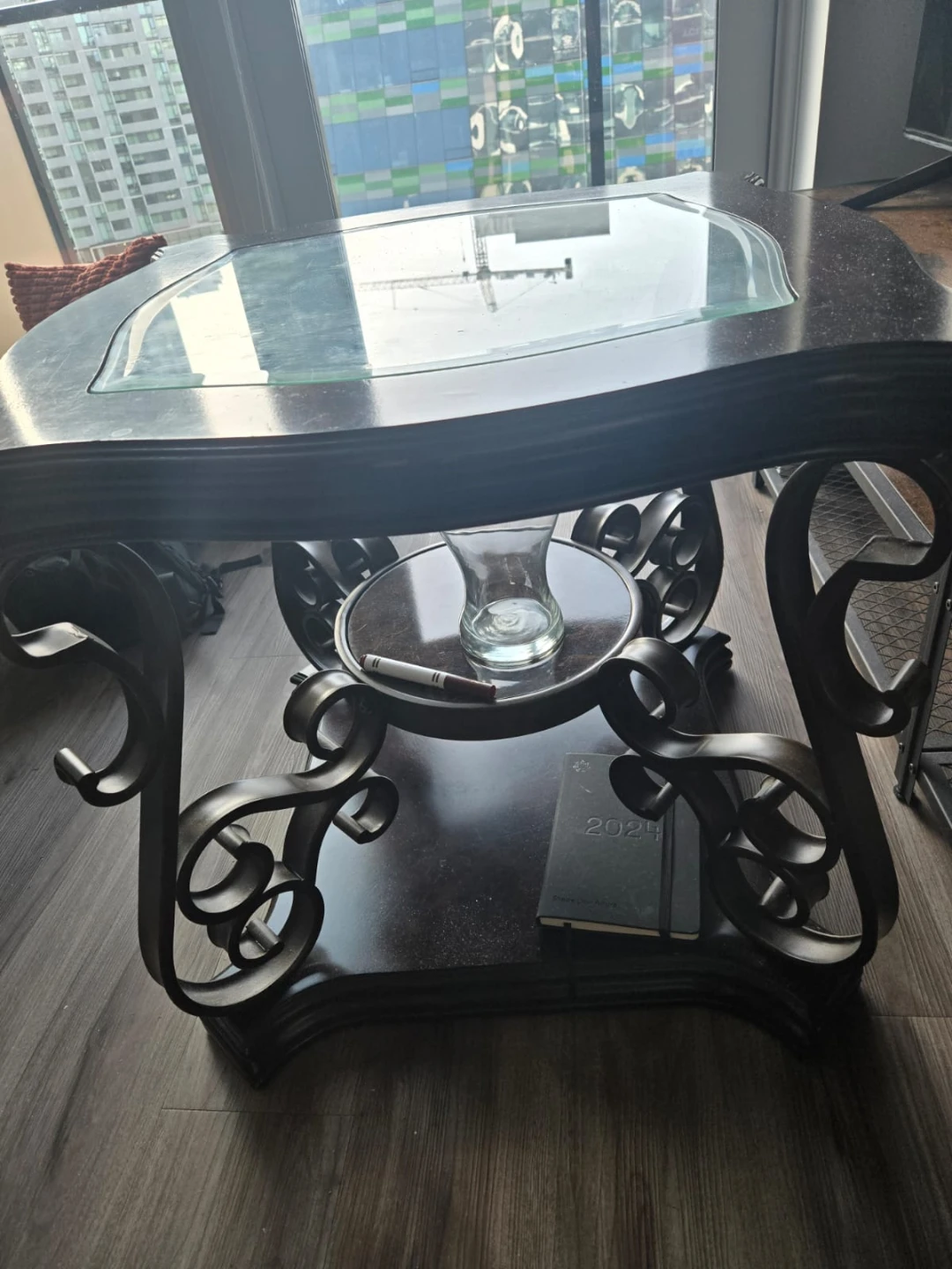 Dark Wood and Glass Accent Table - photo 2