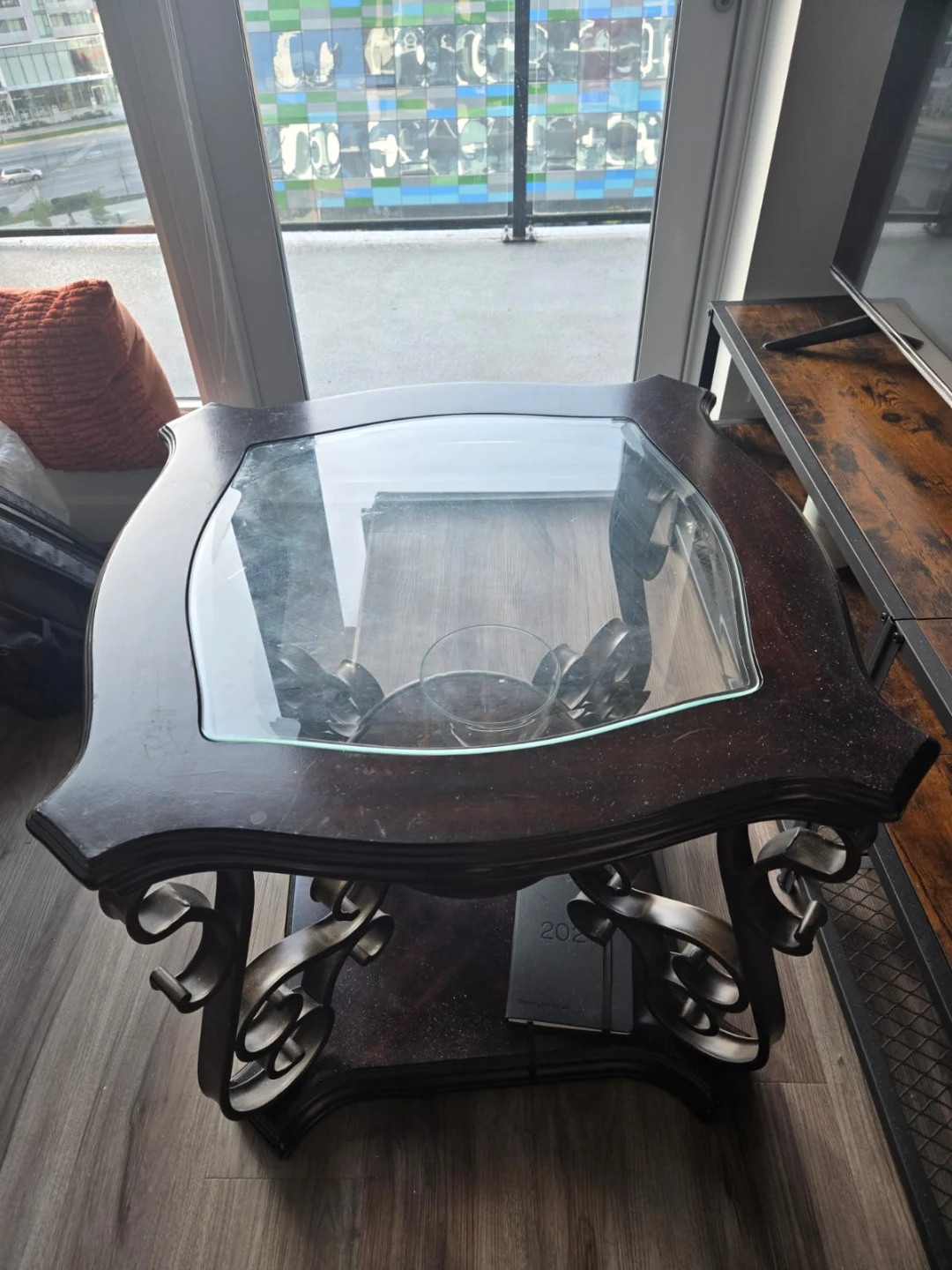 Dark Wood and Glass Accent Table - photo 3