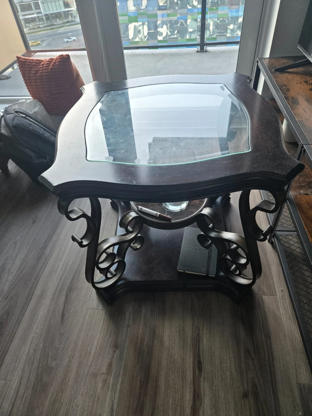 Dark Wood and Glass Accent Table - photo 4