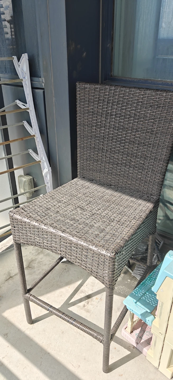 Wicker Bar Stool - Grey