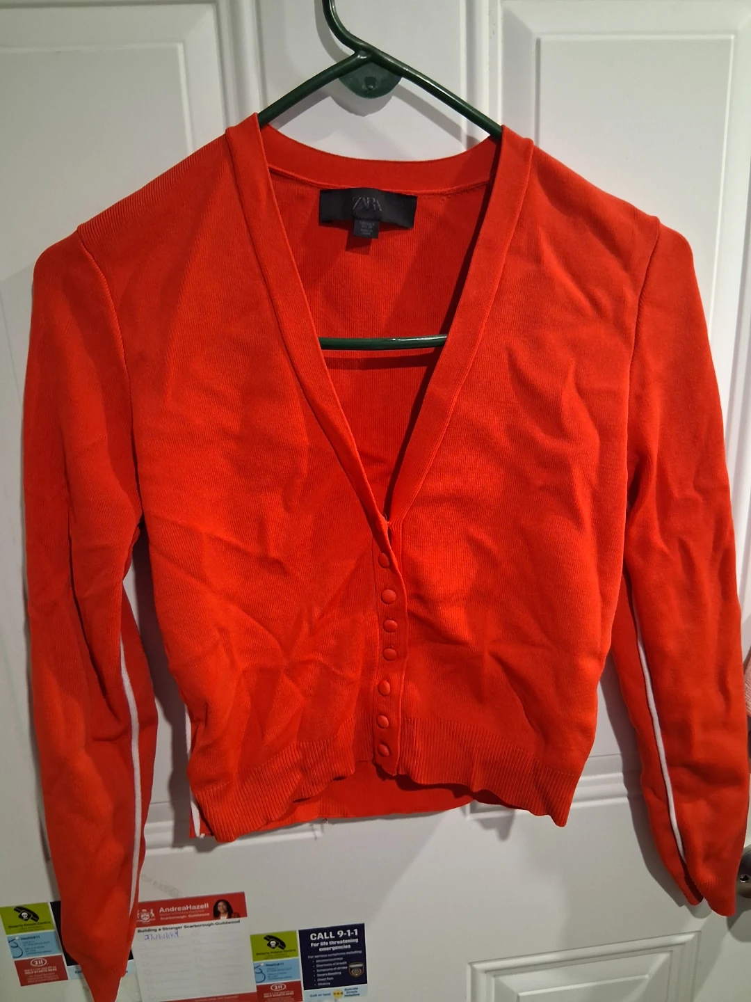 ZARA Orange Cropped Cardigan