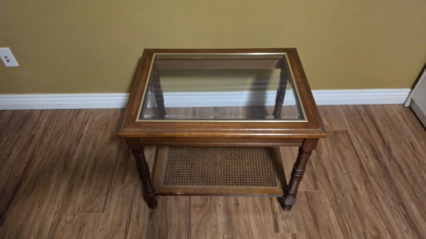 Wooden coffee and end Table with Glass Top - photo 2