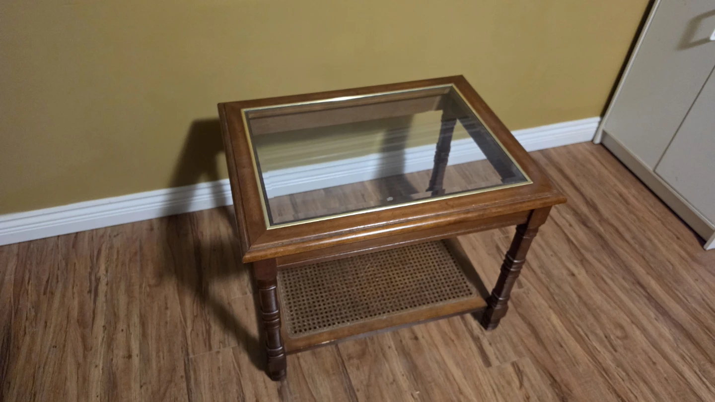 Wooden coffee and end Table with Glass Top - photo 4