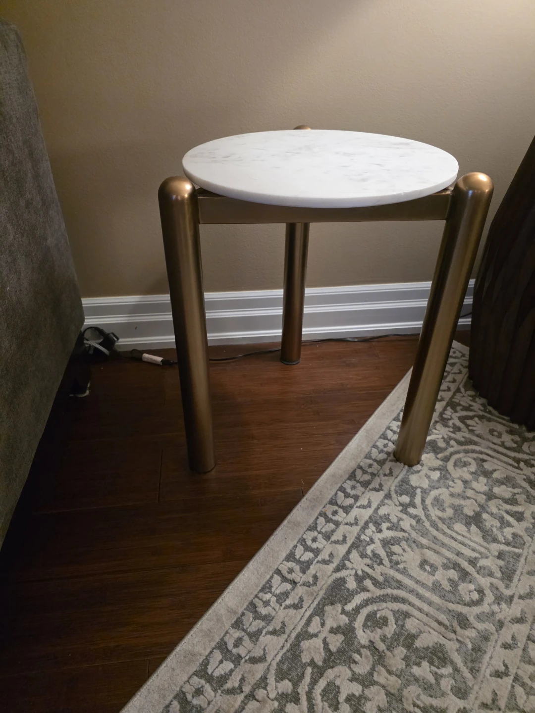 Marble Top End Table with Gold Legs