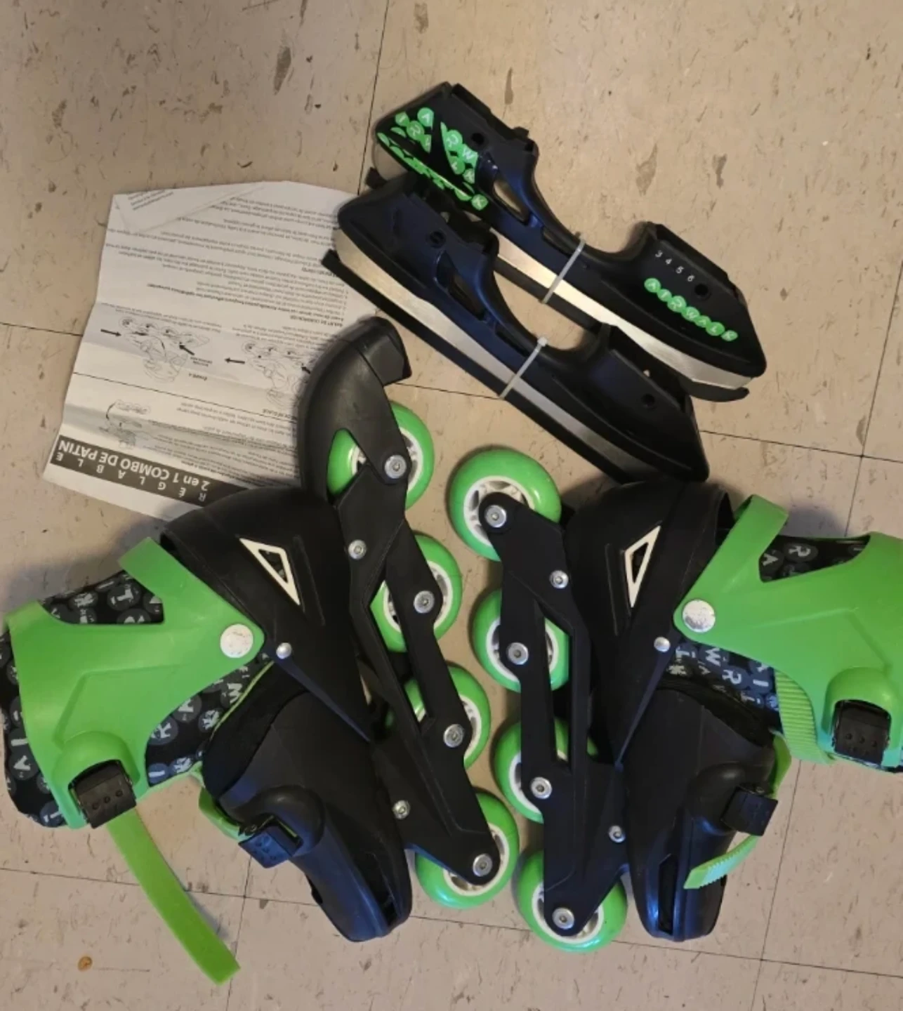 🌱Airwalk Adjustable 2-in-1 Skate Combo - Green Size 3-6 - photo 2