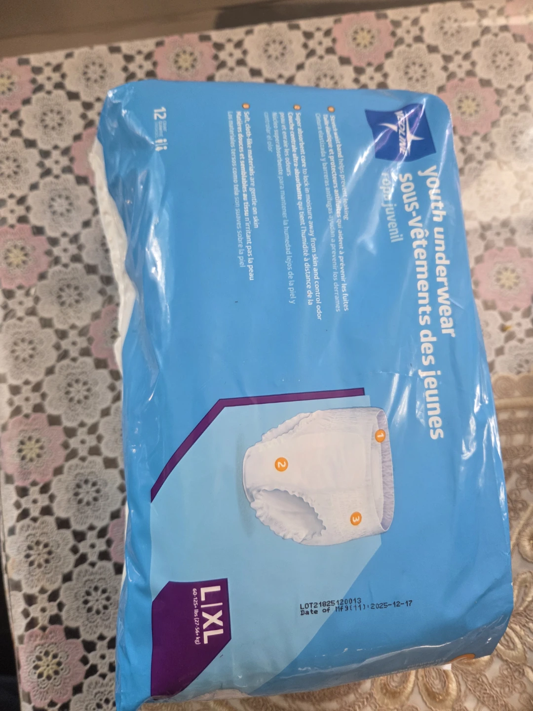 Medline Youth Underwear Pull-Ups LXL (12 ct) - photo 2