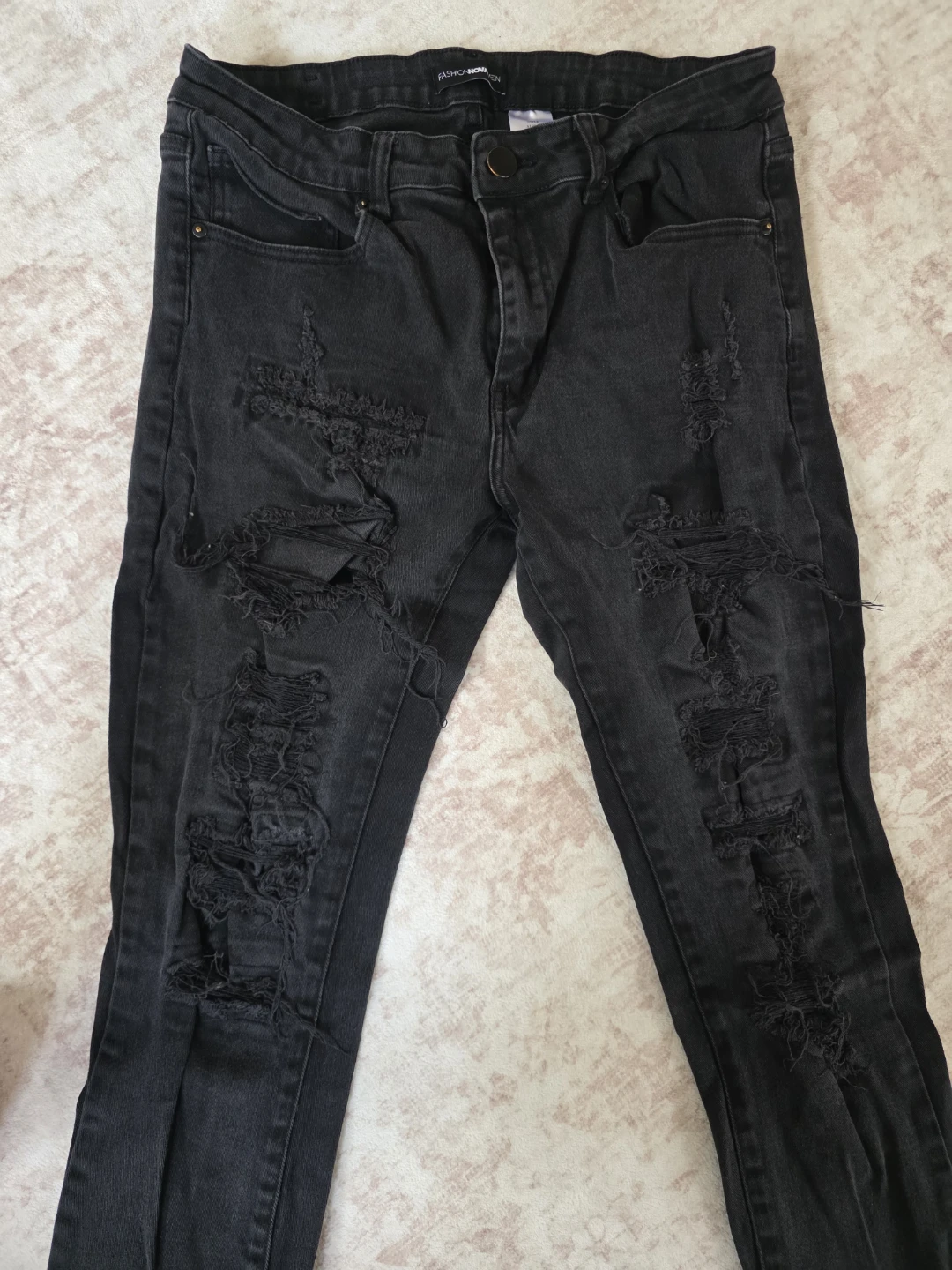 Fashion Nova Black Distressed Skinny Jeans