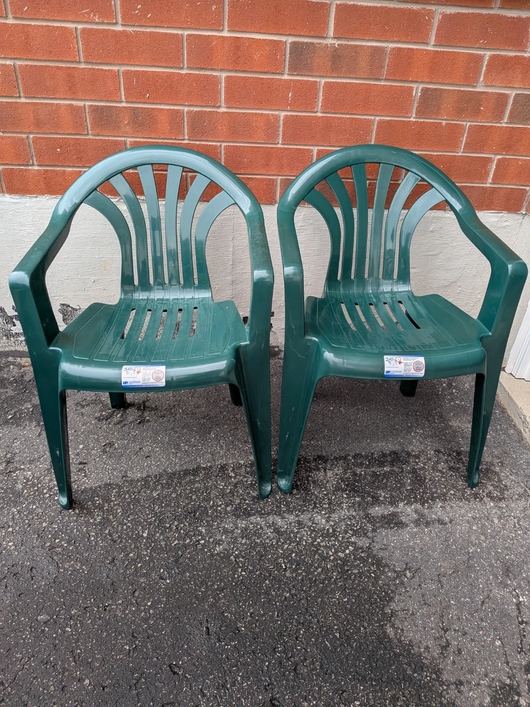 Green Plastic Patio Table and 2 Chairs Set
