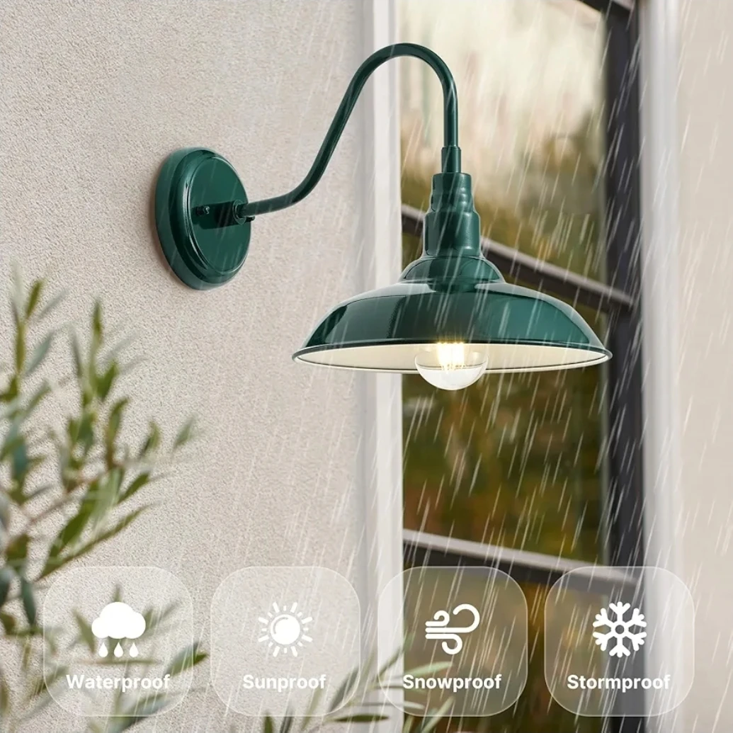 Outdoor Gooseneck Barn Light Fixture - 2 Pack Green - photo 3