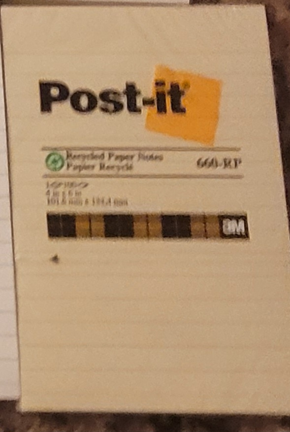 Post-it Recycled Paper Notes 4" x 6"