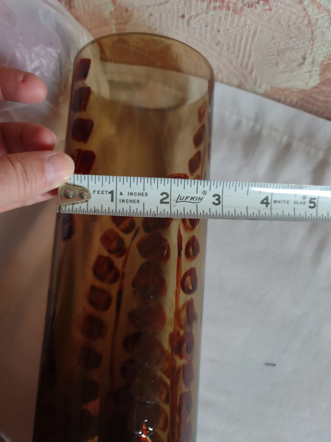 Amber Glass Vase with Brown Pattern - photo 5