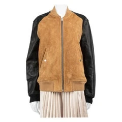 Sandro Paris Bomber Jacket - Suede & Leather - Tan/Black - photo 3