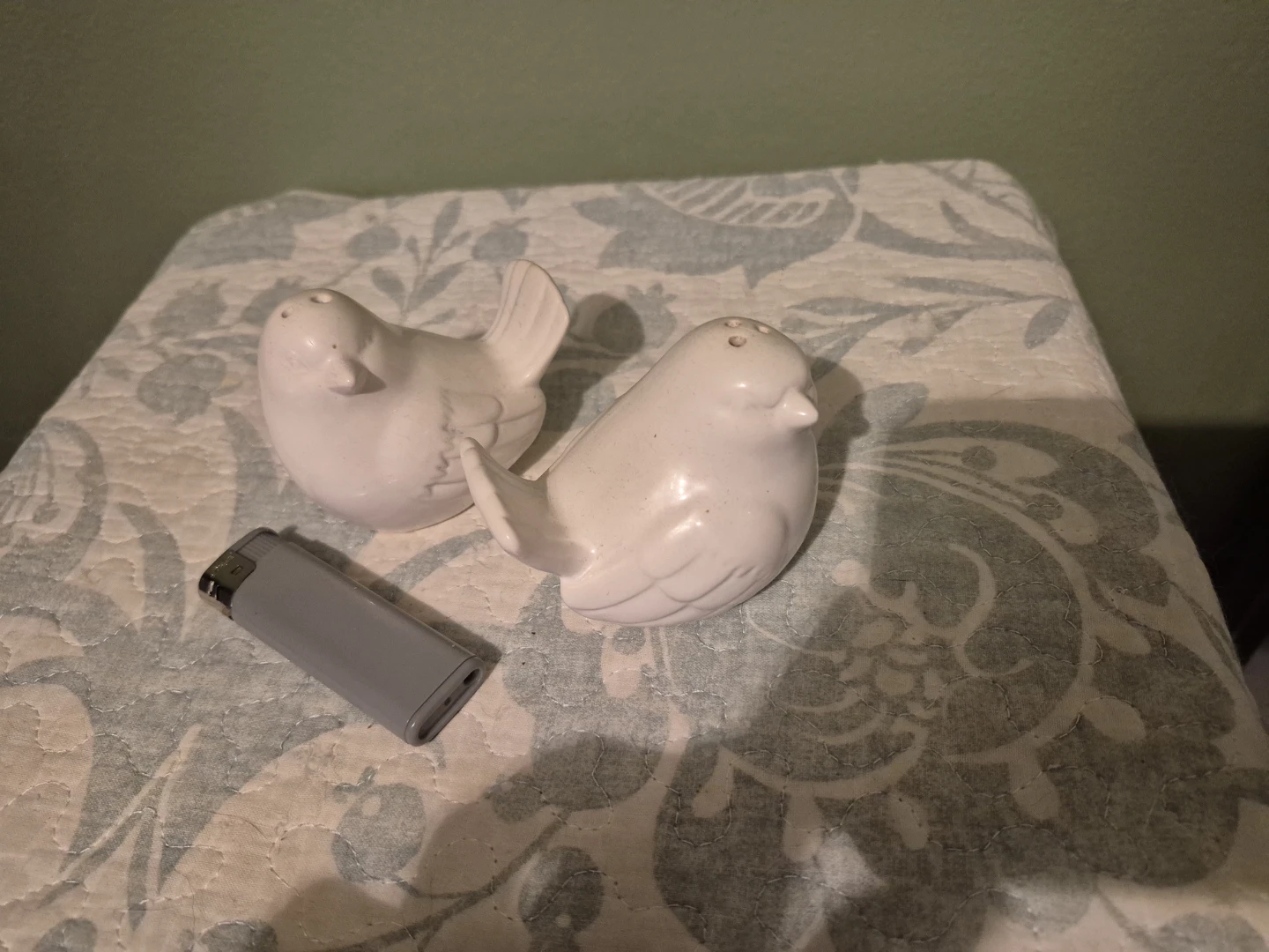 White Ceramic Bird Salt and Pepper Shakers
