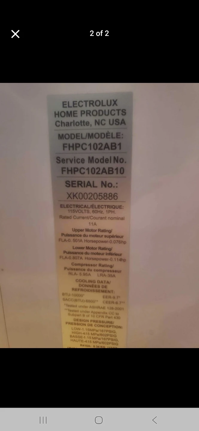 Frigidaire Portable Air Conditioner FHPC102AB1 - photo 2