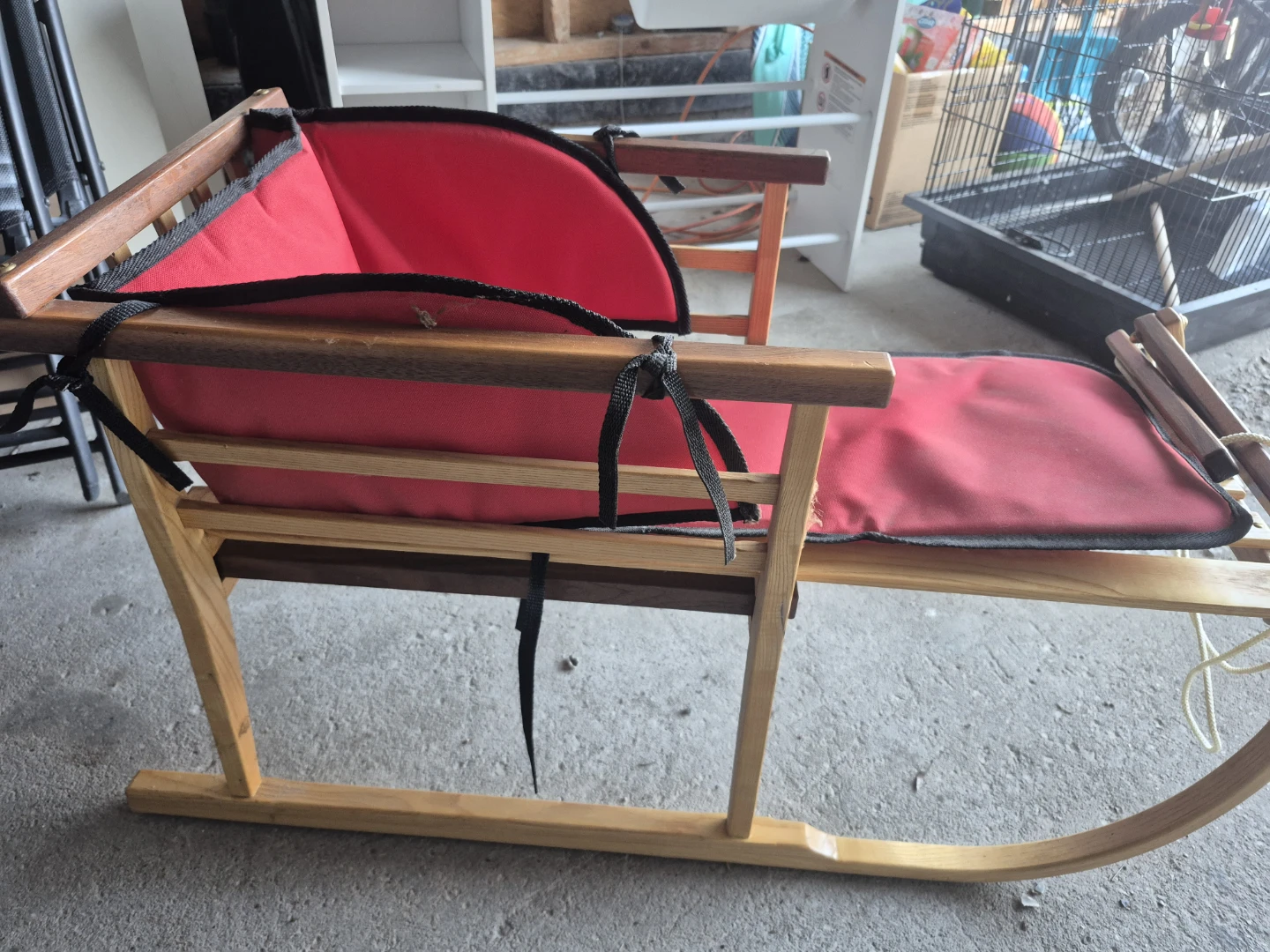 Wooden Joys Sled with Red Cushion - photo 2