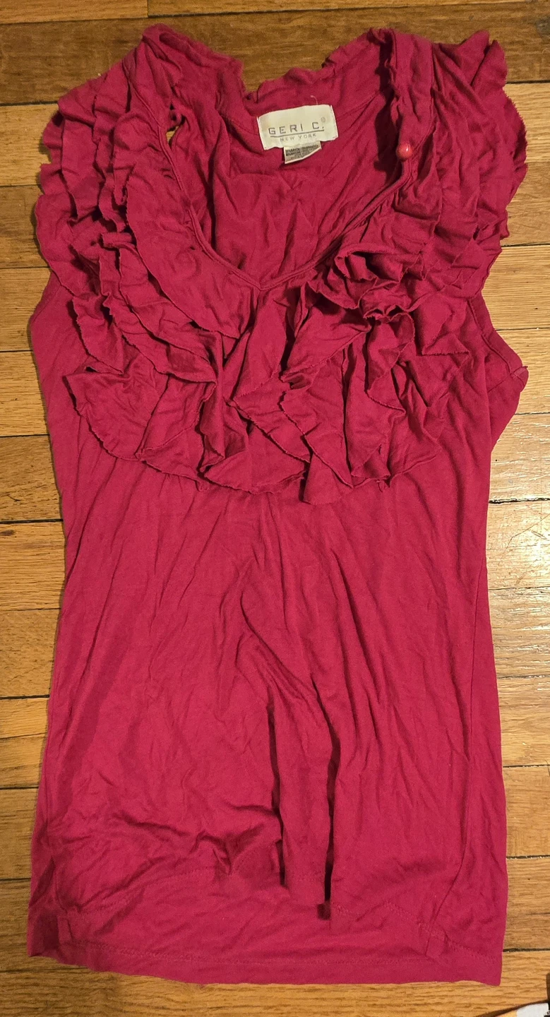 Geri C New York Ruffle Neck Tank Top Size Small