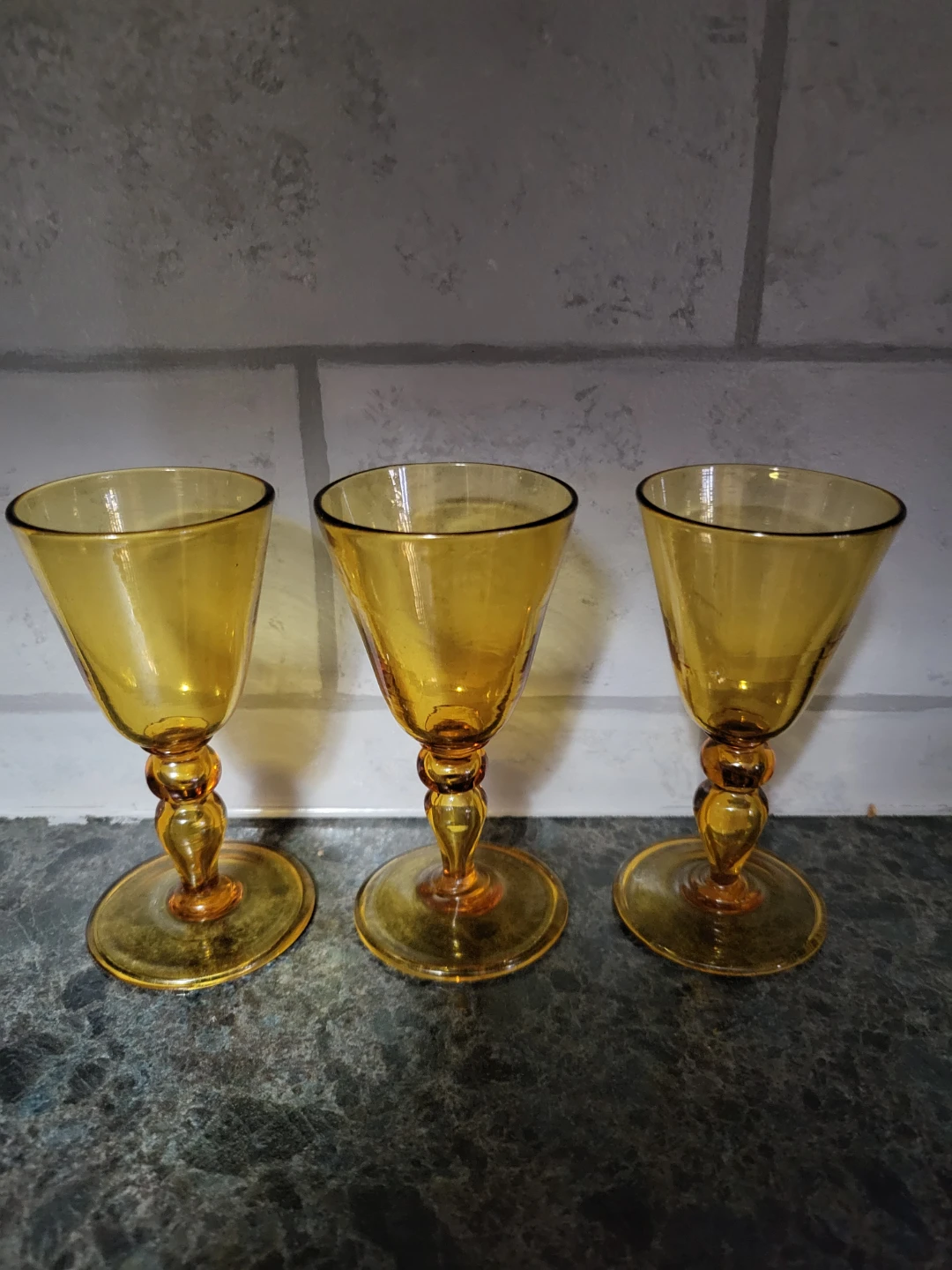 Vintage Amber Liquor Glass  - Set of 3
