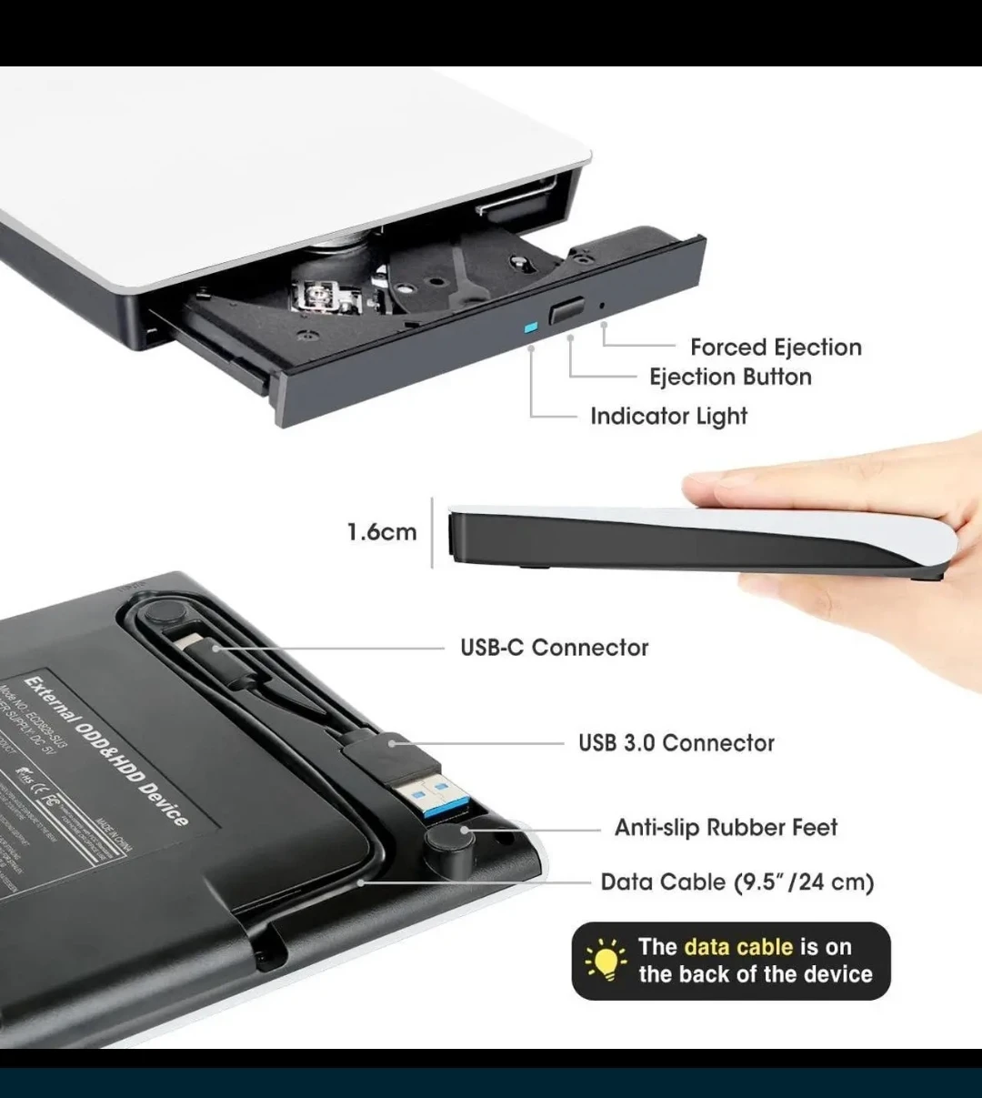 EXTERNAL DVD DRIVE, NEW, ULTRA SLIM CD DVD +/- RW - photo 4