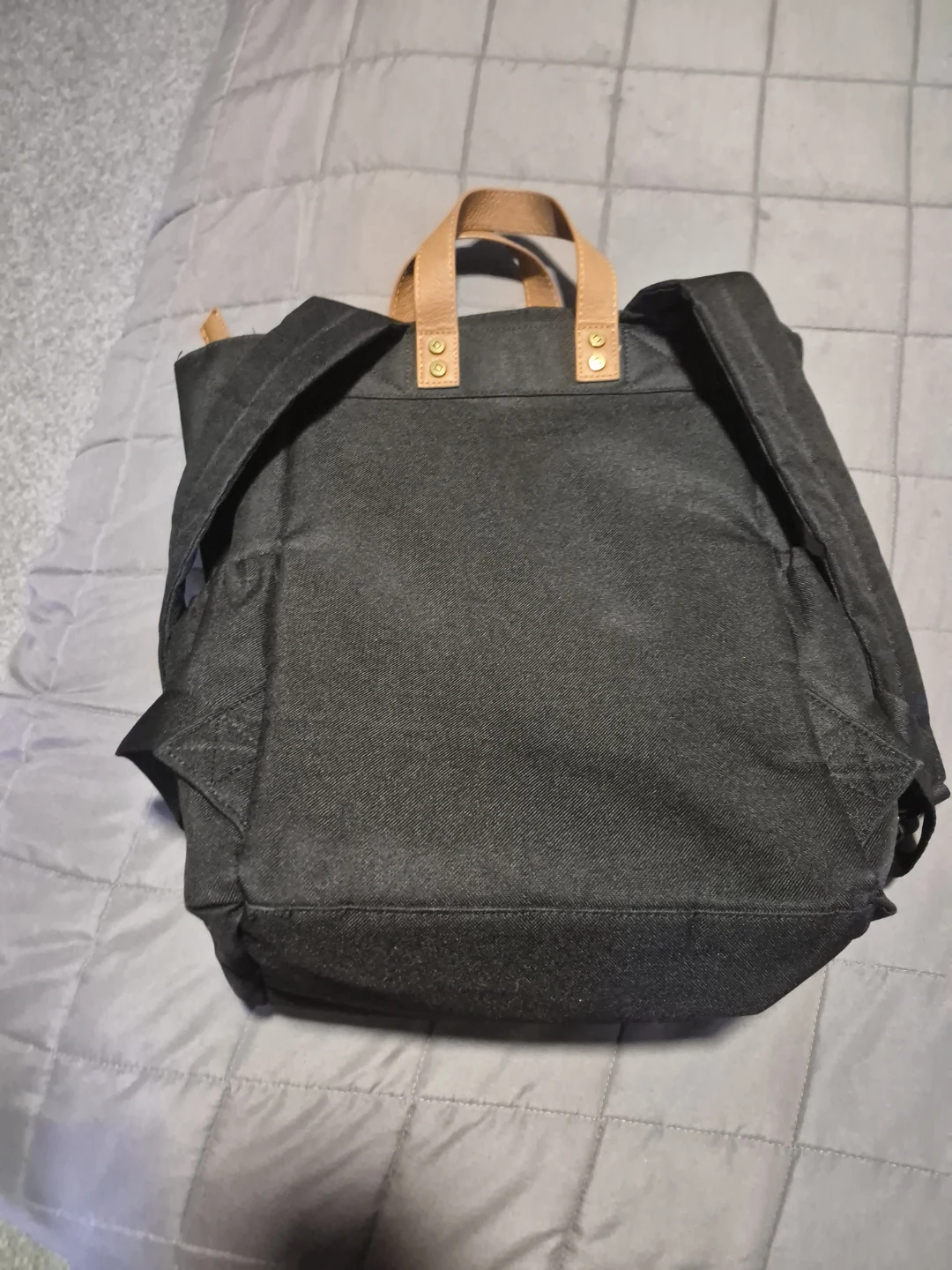Thirty-oneBlack Canvas Backpack with Tan Leather Accents - photo 2