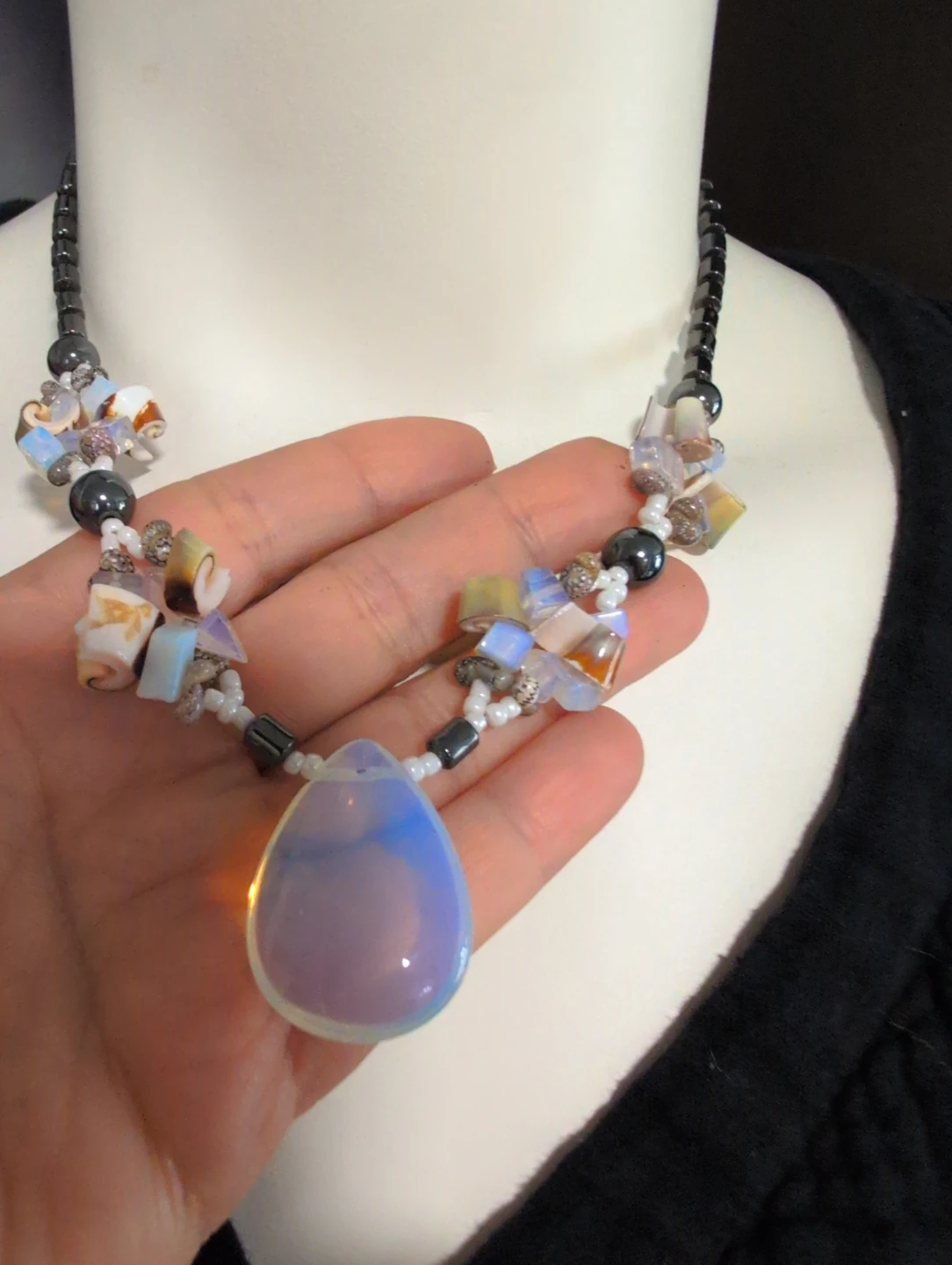Beaded Necklace with Pear Drop Pendant - photo 2
