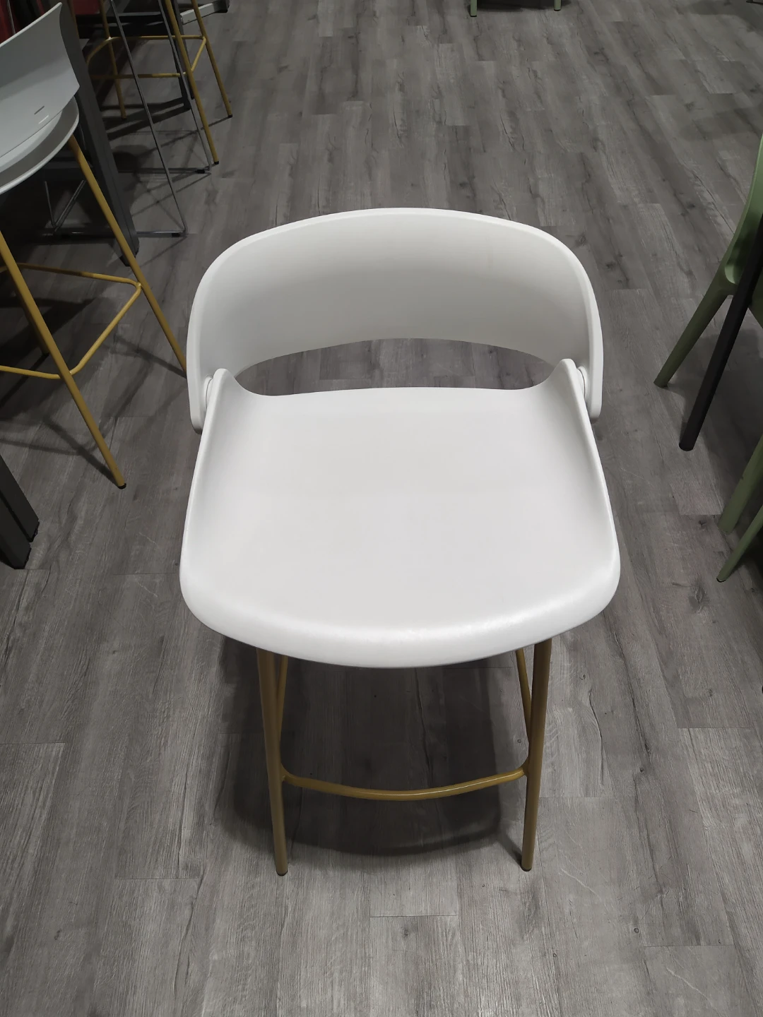 Almost New White Bar Stool with Yellow Legs - photo 3