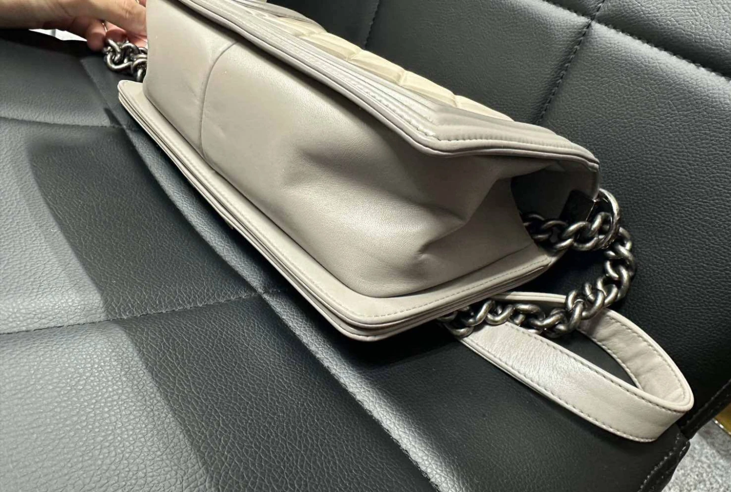 Chanel Boy Bag Light Grey Leather