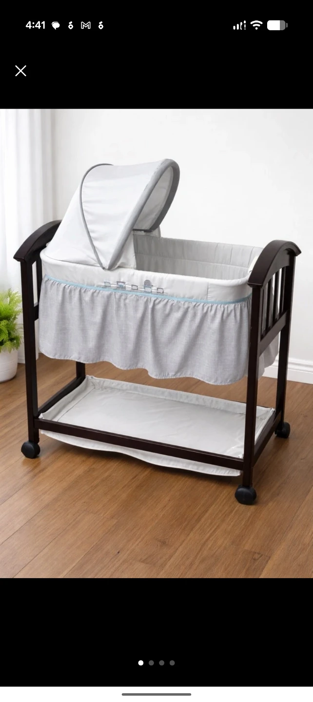 Baby Bassinet with Canopy and Storage Shelf