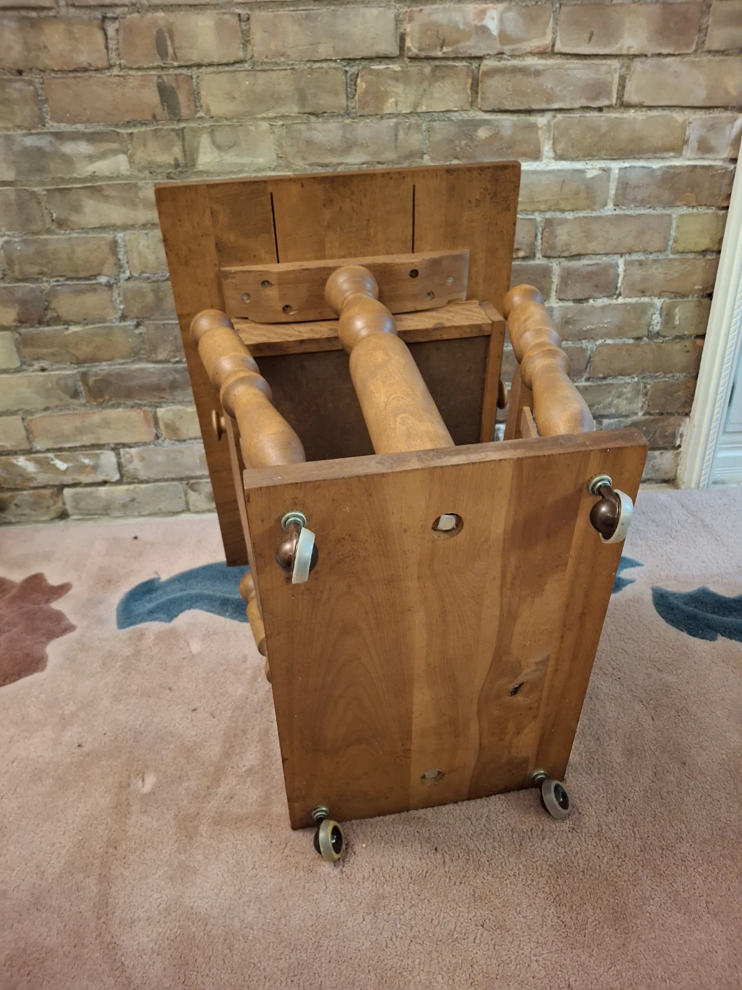 Wooden End Table with Magazine Rack and Drawer - photo 4