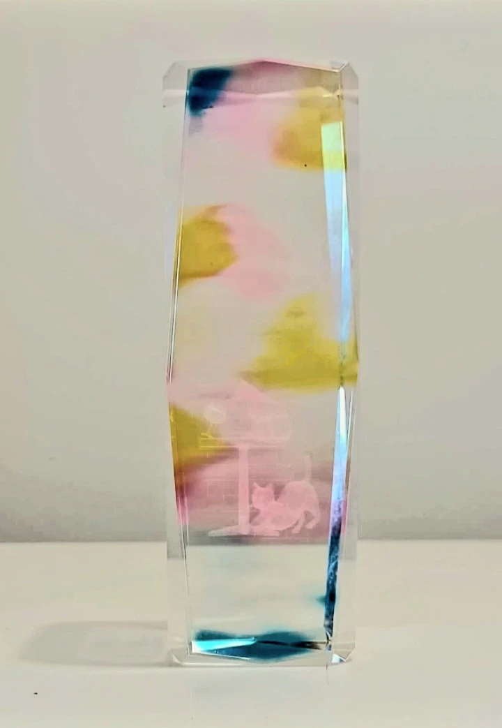 Crystal 3D Cats Sculpture