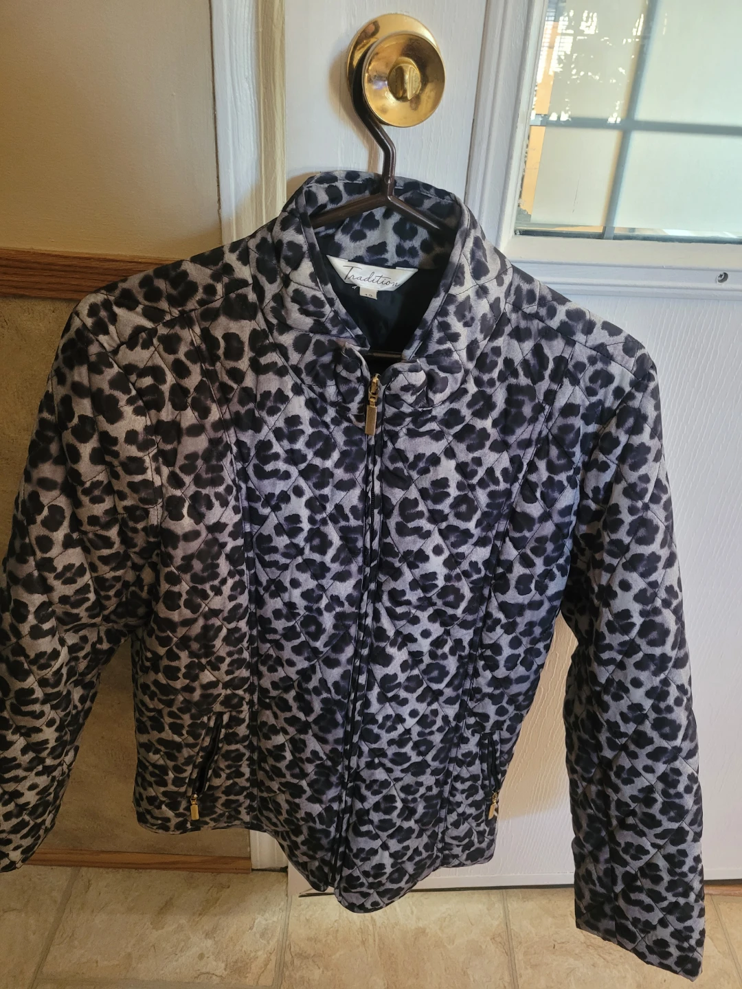 Tradition Leopard Print Quilted Jacket - Size 12