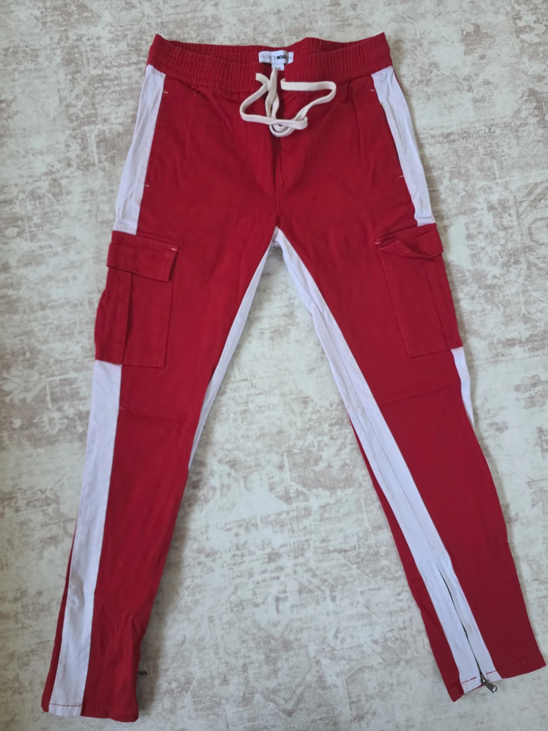 Fashion Nova Men Cargo Pants Red White Size Medium