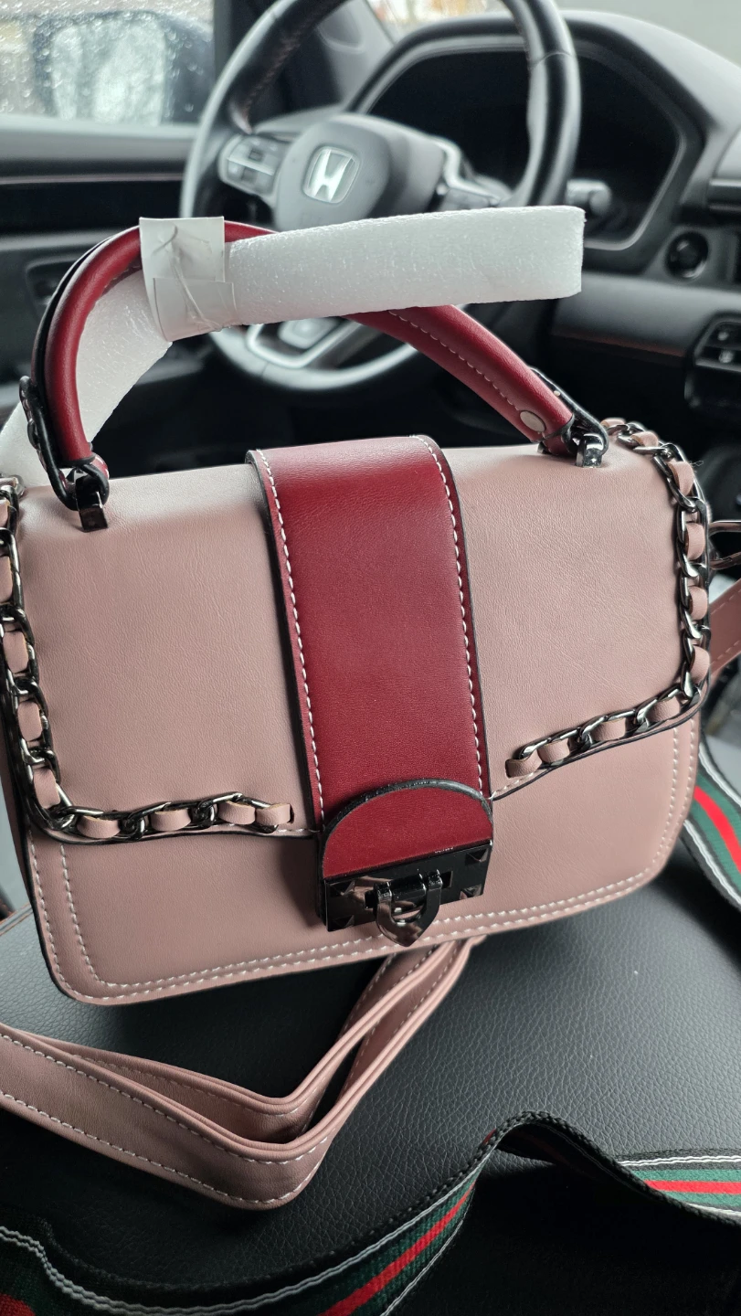 Pink and Red Chain Handbag