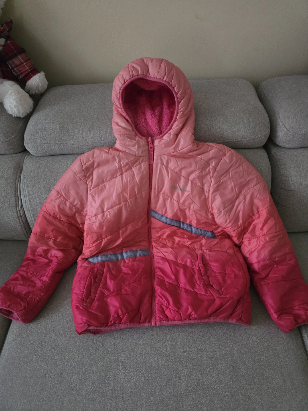 Reversible Kids Winter Jacket - Pink/Fleece