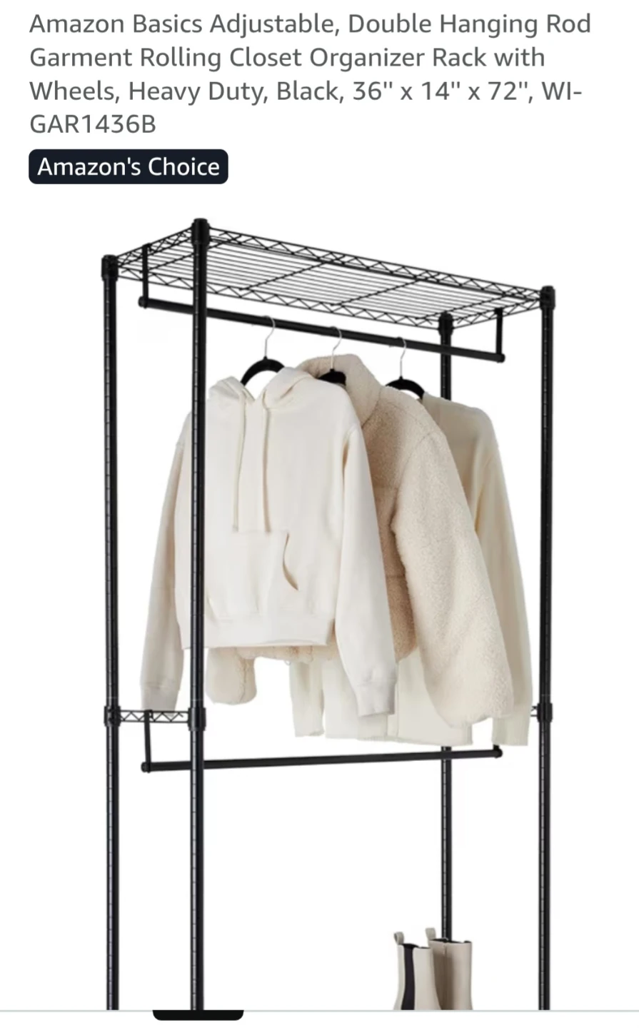 Amazon Basics Double Hanging Rod Garment Rack